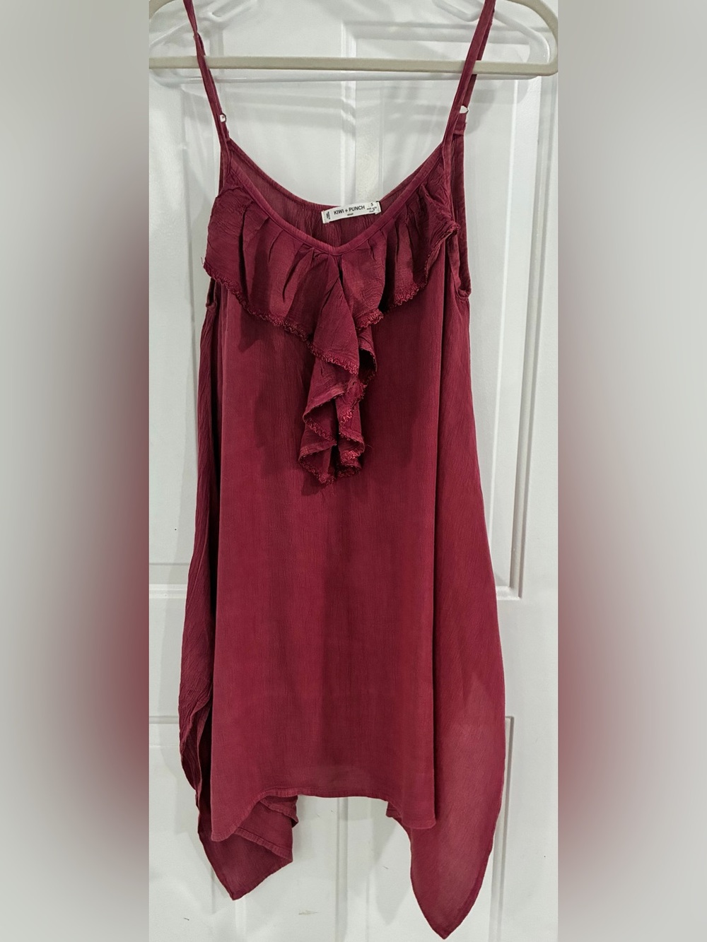 Wine Ruffle A-Line Skirt - Slip-On Summer Style